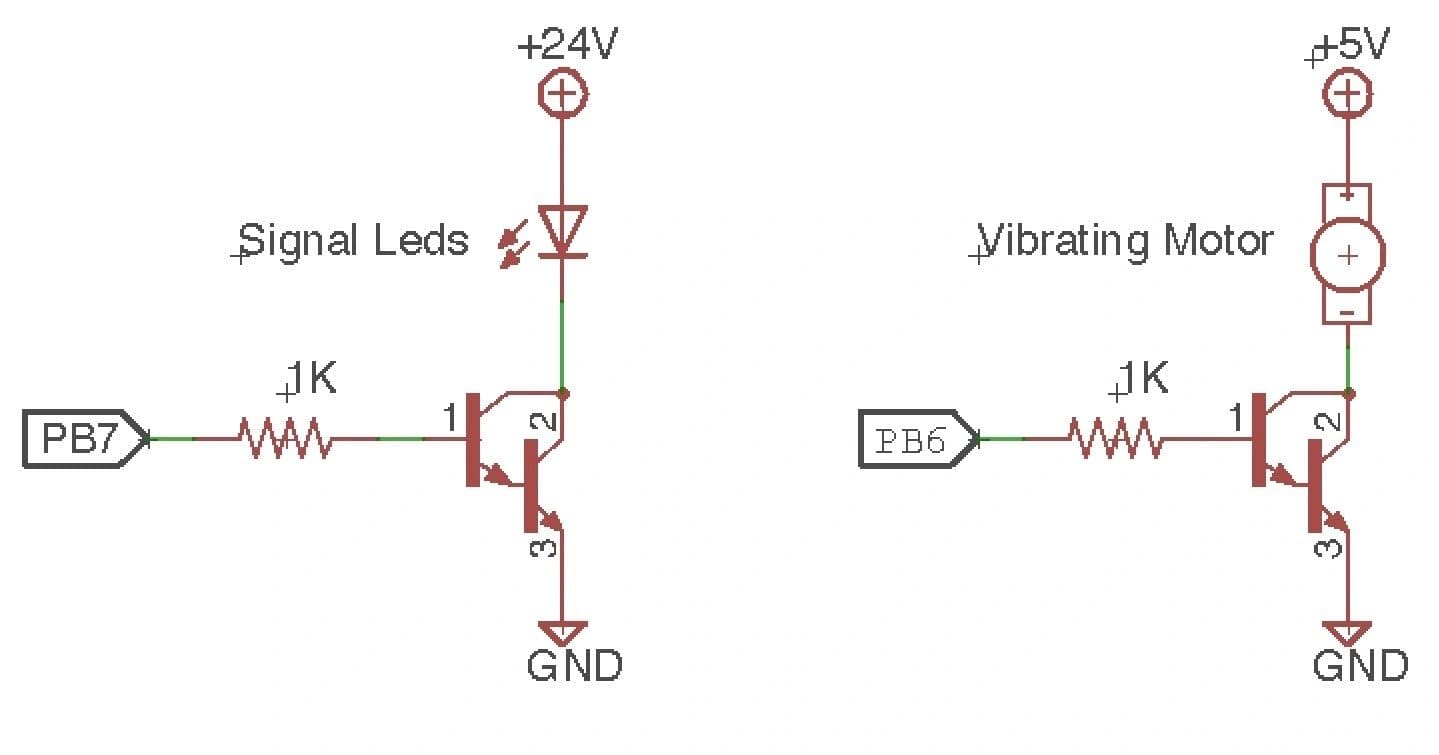 Signal LEDs and vibrating motor circuits
