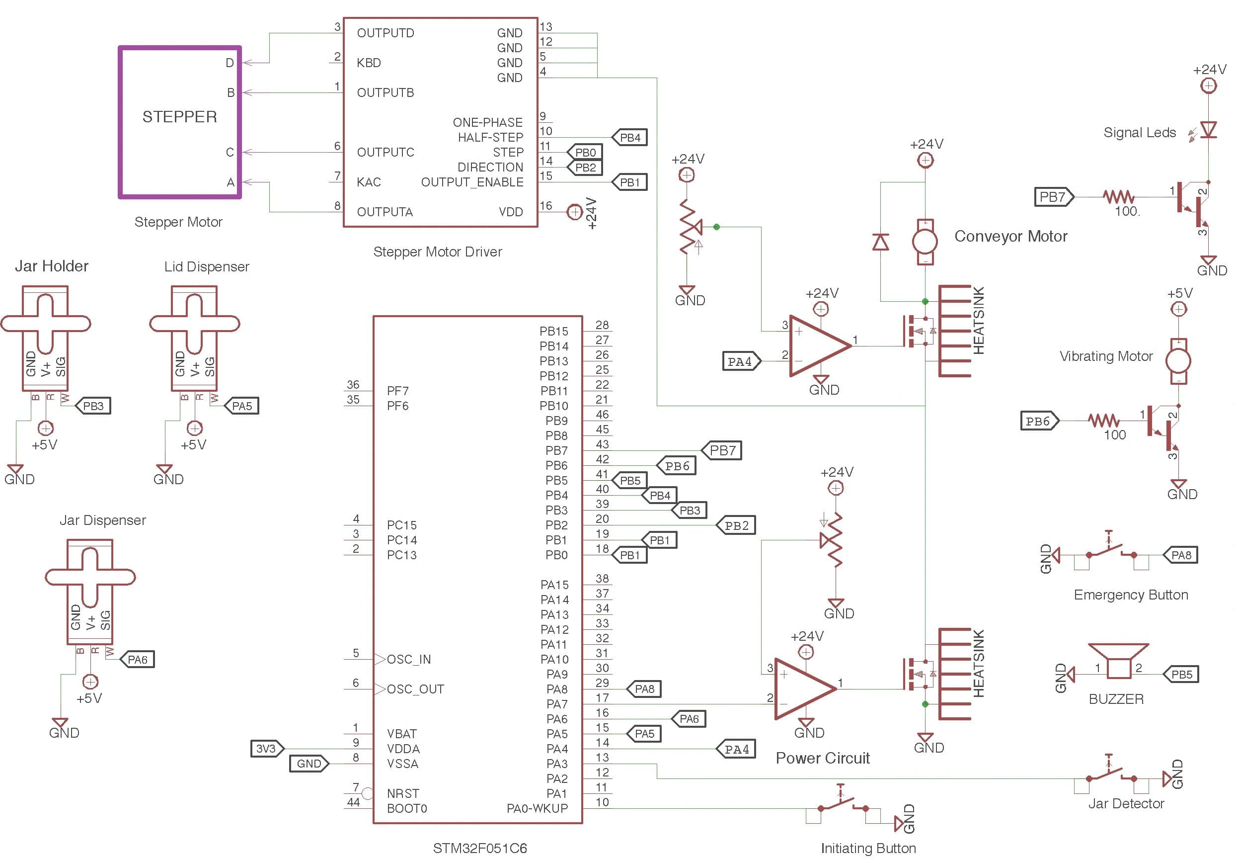 Full STM32F051 circuit schematic