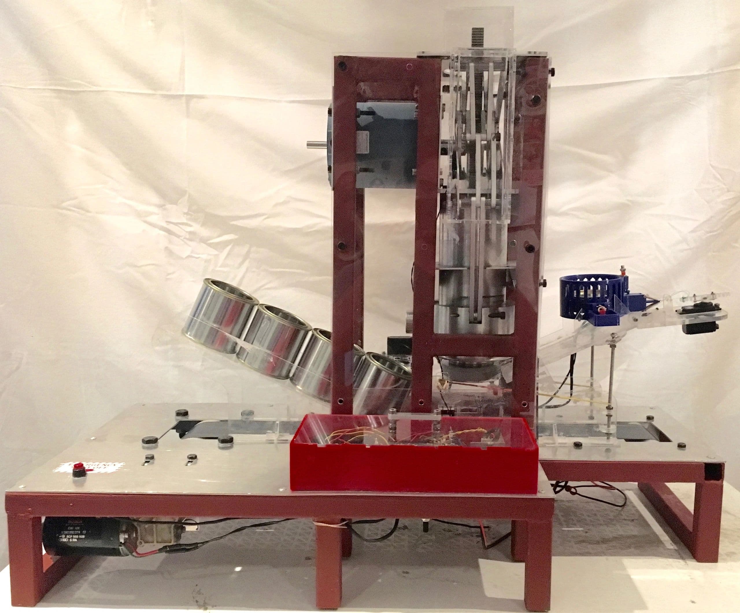 Side view of the machine with paint jars