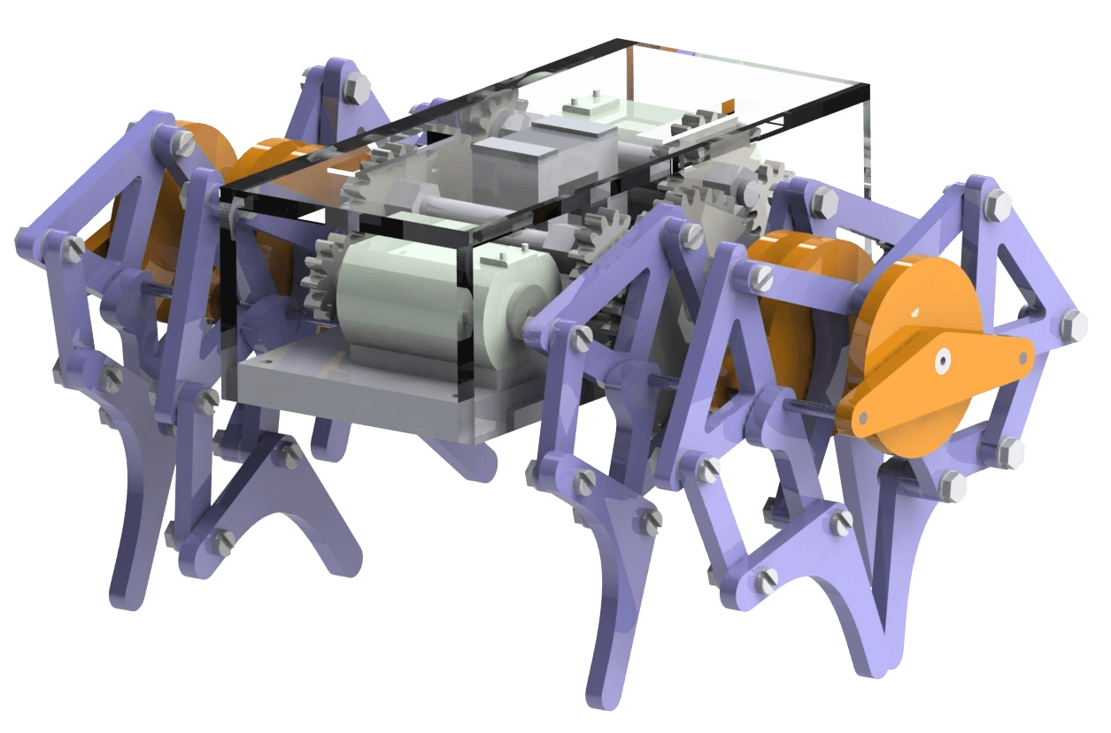 Full hexapod robot CAD render
